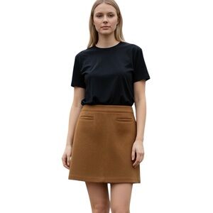 Ann Taylor Loft camel brown wool blend mini skirt size 8